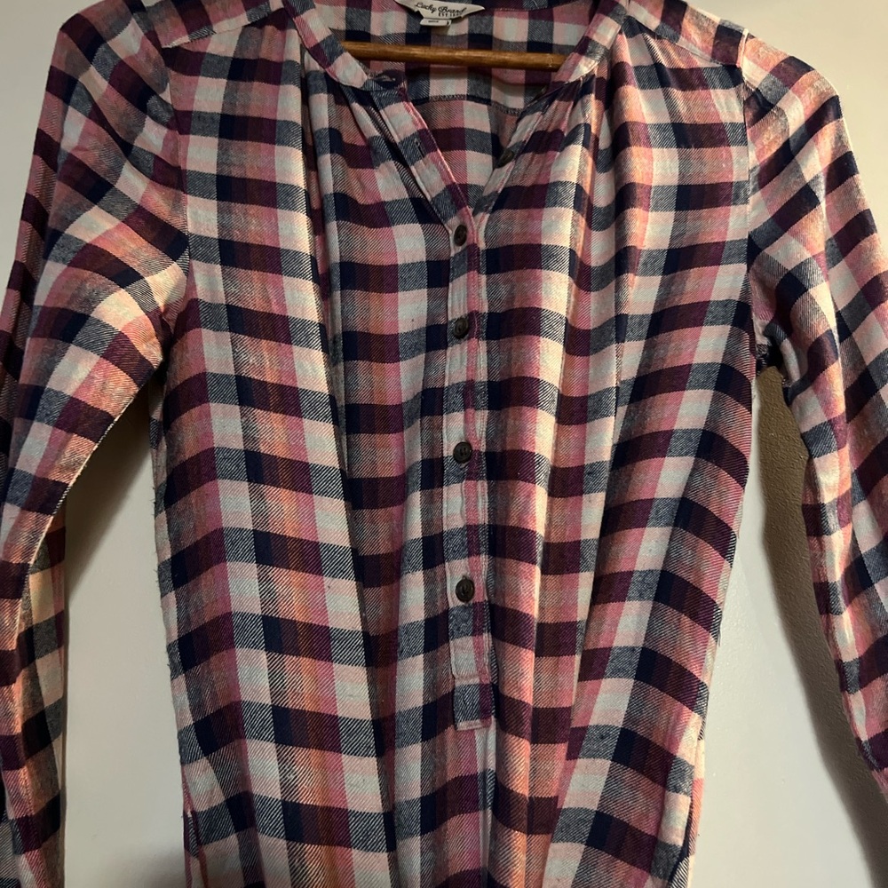 Lucky Brand Multicolor Plaid long sleeve blouse.